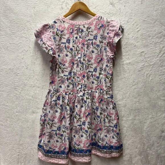 Vineyard Vines Martha's Mini Dress Womens Medium Pink Blue Floral Flutter Sleeve - Picture 7 of 7